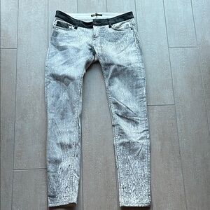 Maje Black and Gray Skinny with leather trim